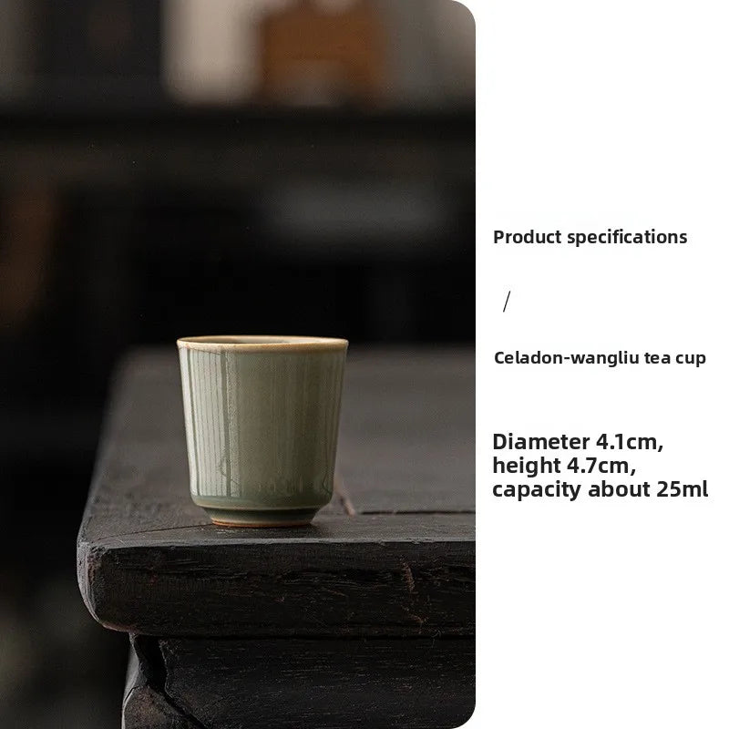 Retro celadon teacup Kung Fu tea set creative pure handmade home small smelling cup drinking tea master cup tasting tea cup