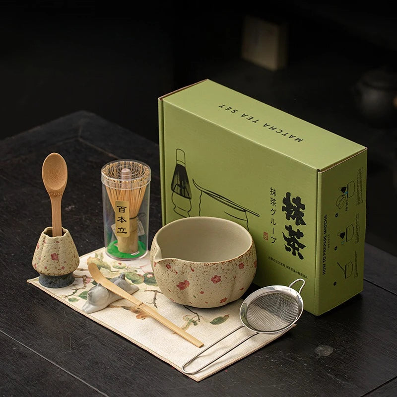 8-Pcs Matcha Set with  Bowl, Bamboo Whisk (Chasen) & Holder Perfect Matcha Kit for Matcha Lovers & Gift Giving
