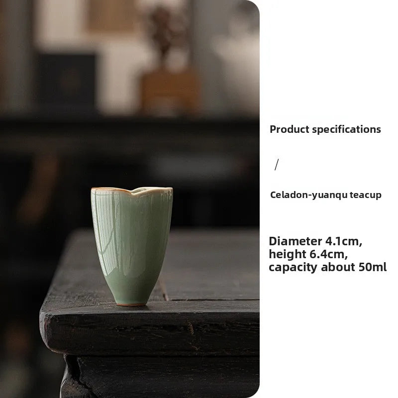 Retro celadon teacup Kung Fu tea set creative pure handmade home small smelling cup drinking tea master cup tasting tea cup