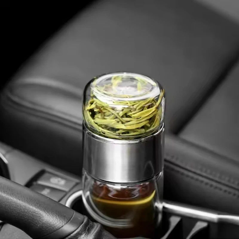 High Borosilicate Glass Tea Water Bottle Double Layer Infuser Tumbler with Tea Filter Drinkware Water Cup for Brewing Bottle