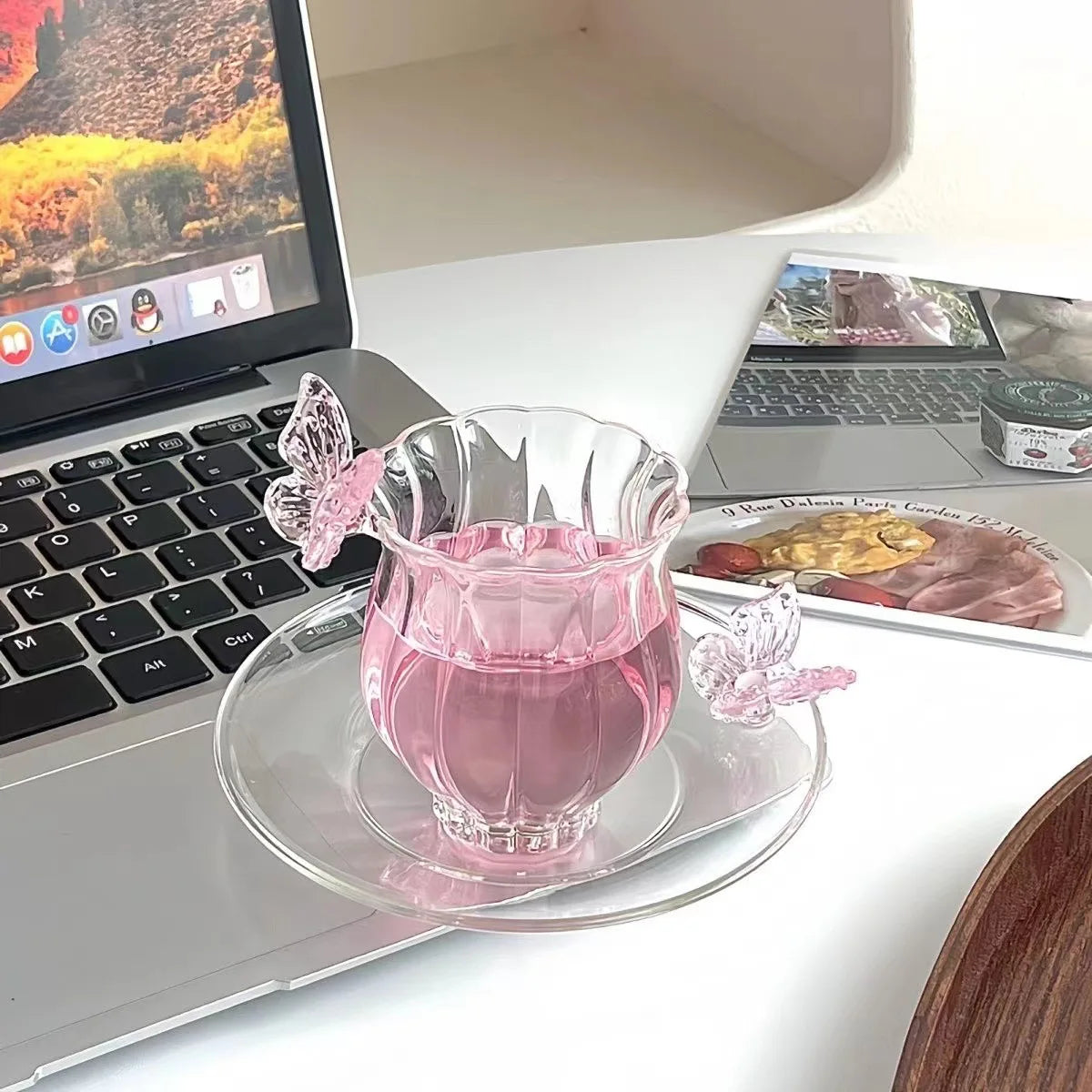 Japanese Flower God Cup Collection Handmade Narcissus Butterfly Cup Home Glass Cup Coffee Cup Creative Tea Cup