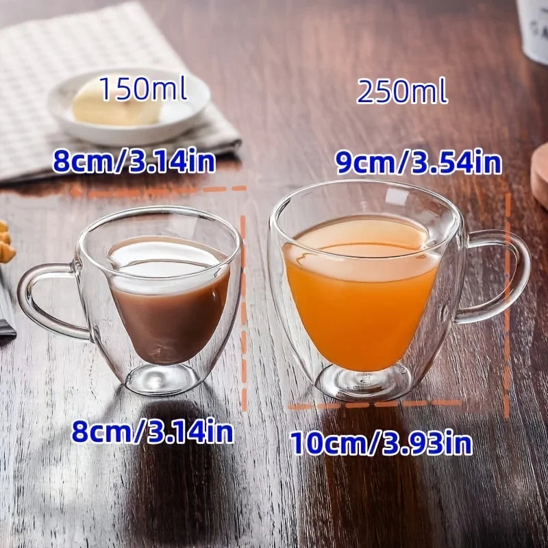 1 PCS Heart Love Shaped Glass Mug Couple Cups Double Wall Glass cup Heat-Resisting Tea Beer Mugs Milk coffee Cup Gift Drinkware