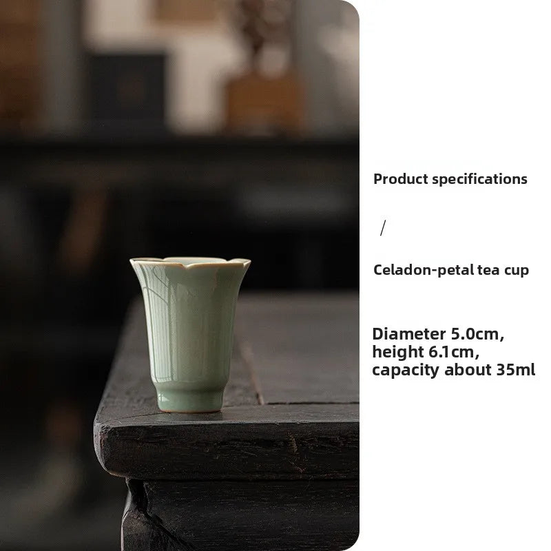 Retro celadon teacup Kung Fu tea set creative pure handmade home small smelling cup drinking tea master cup tasting tea cup