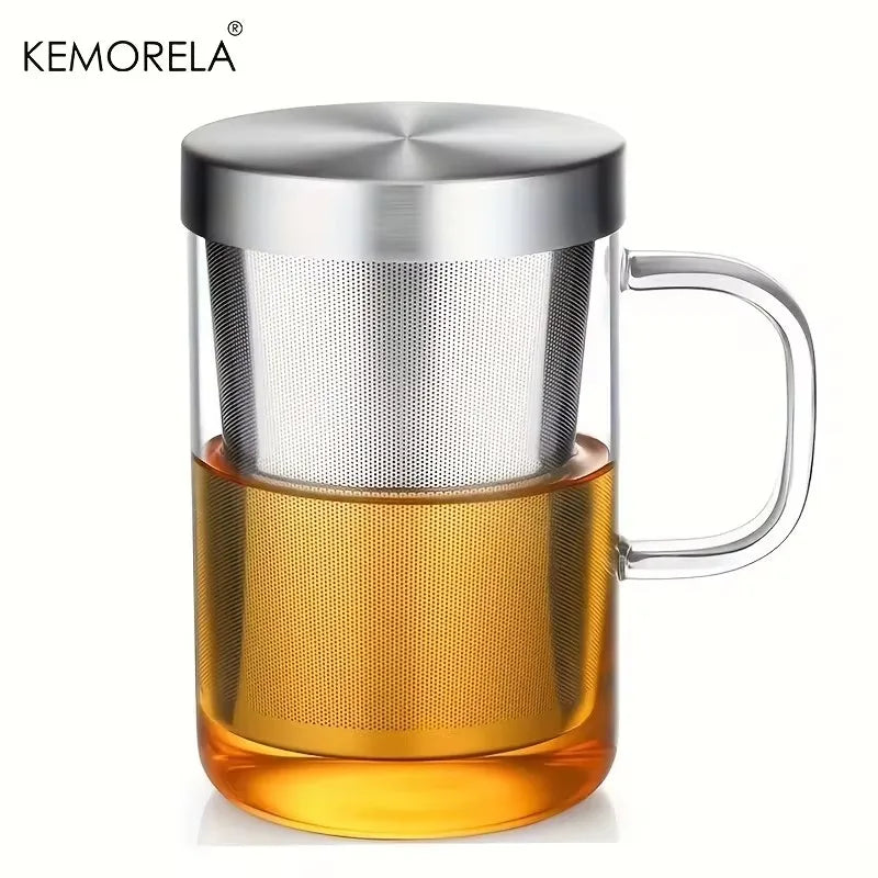 KEMORELA 500ml Glass Cup Tea Infuser Mug Borosilicate Glass Tea Mug With Stainless Steel Infuser Home Office Coffee Drinkware