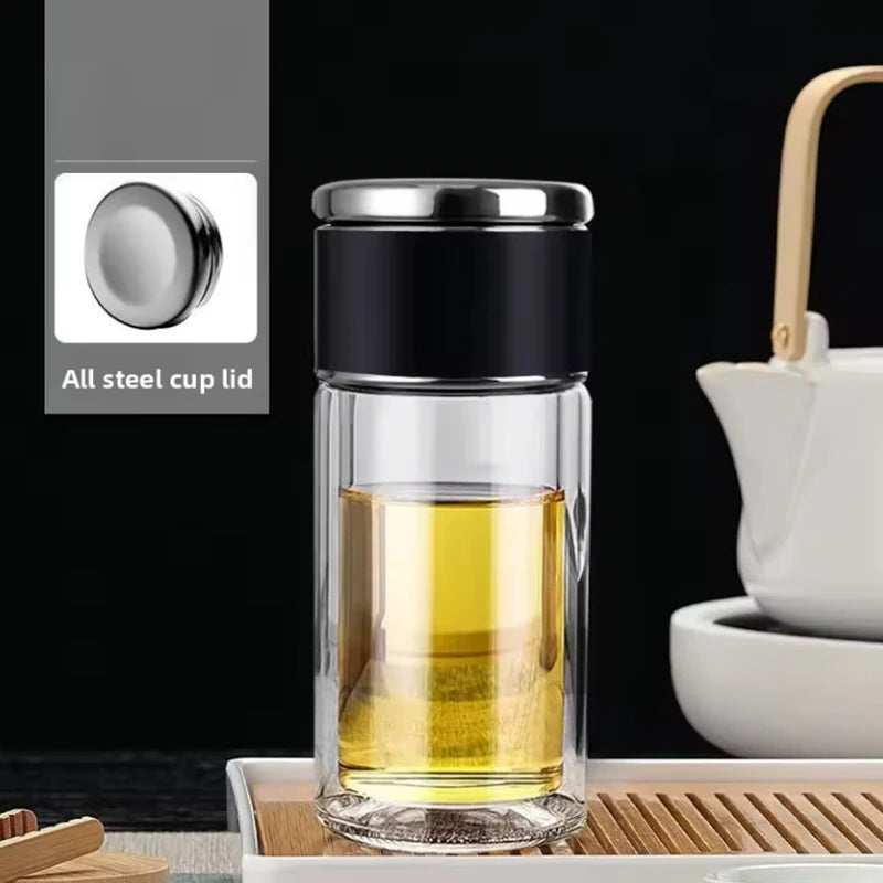 Tea Water Bottle High Borosilicate Glass Double Layer Tea Water Cup Infuser Tumbler Drinkware Water Bottle With Tea Filter
