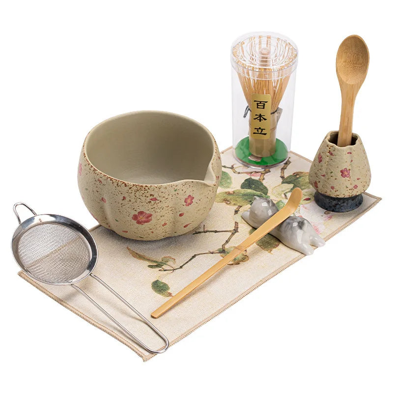 8-Pcs Matcha Set with  Bowl, Bamboo Whisk (Chasen) & Holder Perfect Matcha Kit for Matcha Lovers & Gift Giving
