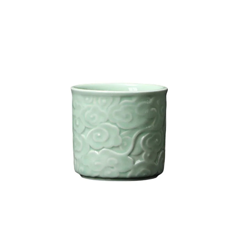 Celadon relief master cup Kung fu tea cup drinking tea cup household simple single cup
