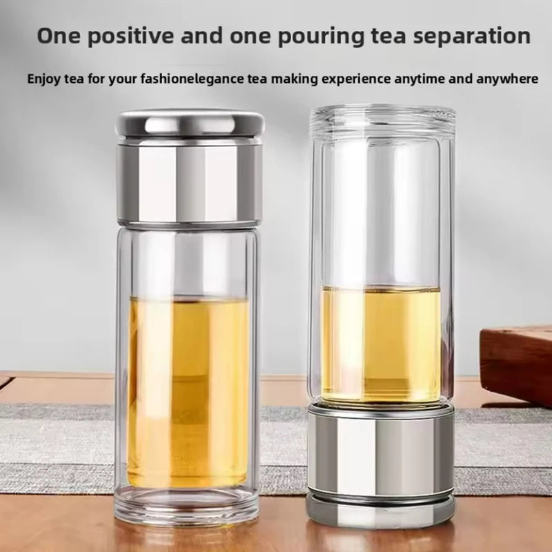 Tea Water Bottle High Borosilicate Glass Double Layer Tea Water Cup Infuser Tumbler Drinkware Water Bottle With Tea Filter