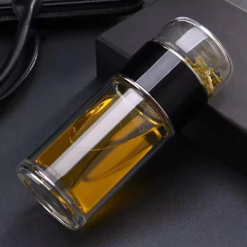 High Borosilicate Glass Tea Water Bottle Double Layer Infuser Tumbler with Tea Filter Drinkware Water Cup for Brewing Bottle