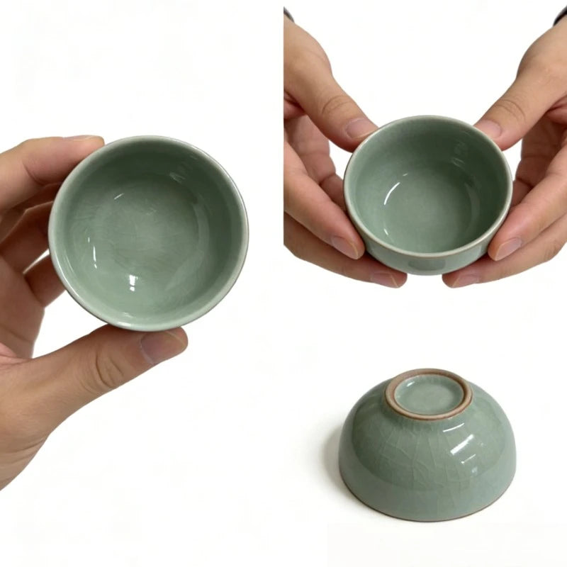 Japanese Style Crackle Glaze Ceramic Gongfu Tea Cup Personal Master Cup for Home Office Solo Drinking Handmade Gift