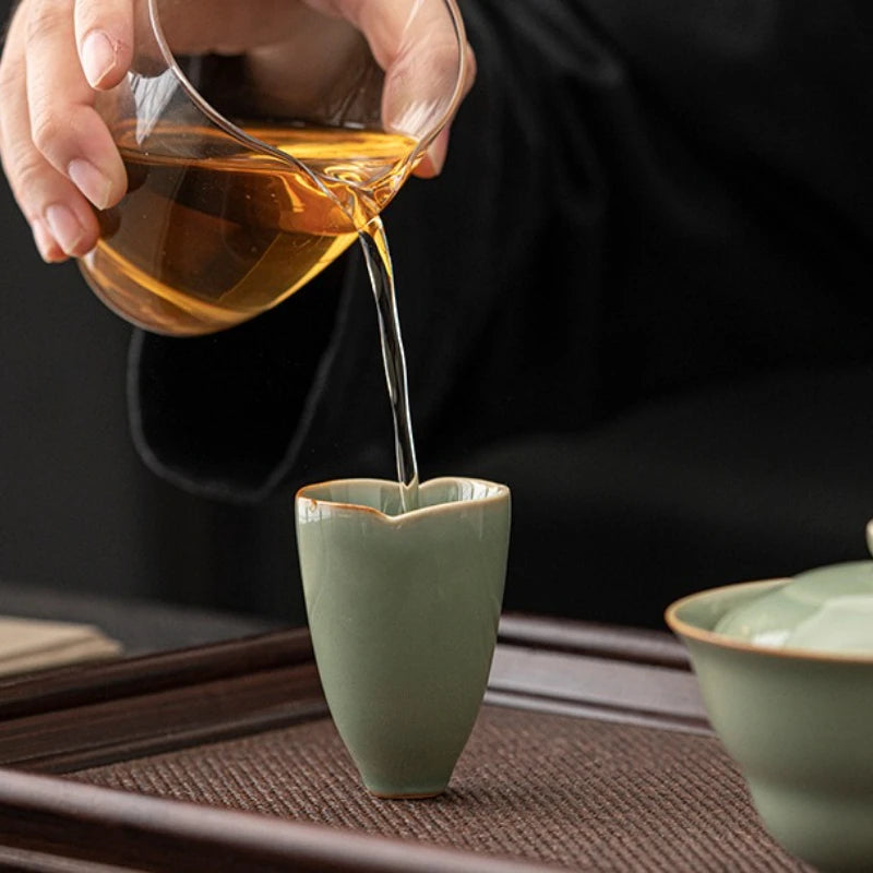 Retro celadon teacup Kung Fu tea set creative pure handmade home small smelling cup drinking tea master cup tasting tea cup