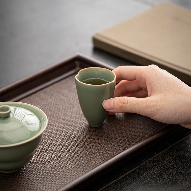 Retro celadon teacup Kung Fu tea set creative pure handmade home small smelling cup drinking tea master cup tasting tea cup