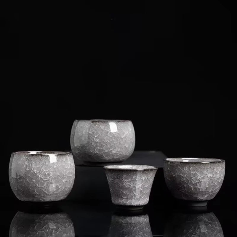 Cracked Ice Glaze Ceramic Tea Cup Set Single Couple Gongfu Tea Cups Chinese Style Tea Drinking Cup With Ice Crazing