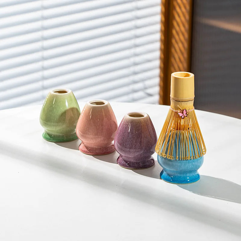 Matcha Kit Porcelain Bowl with Spout, Japanese Matcha Set  Bow-Tie Chasen Gift Box Perfect Kit for Matcha Lovers Tea Ceremony