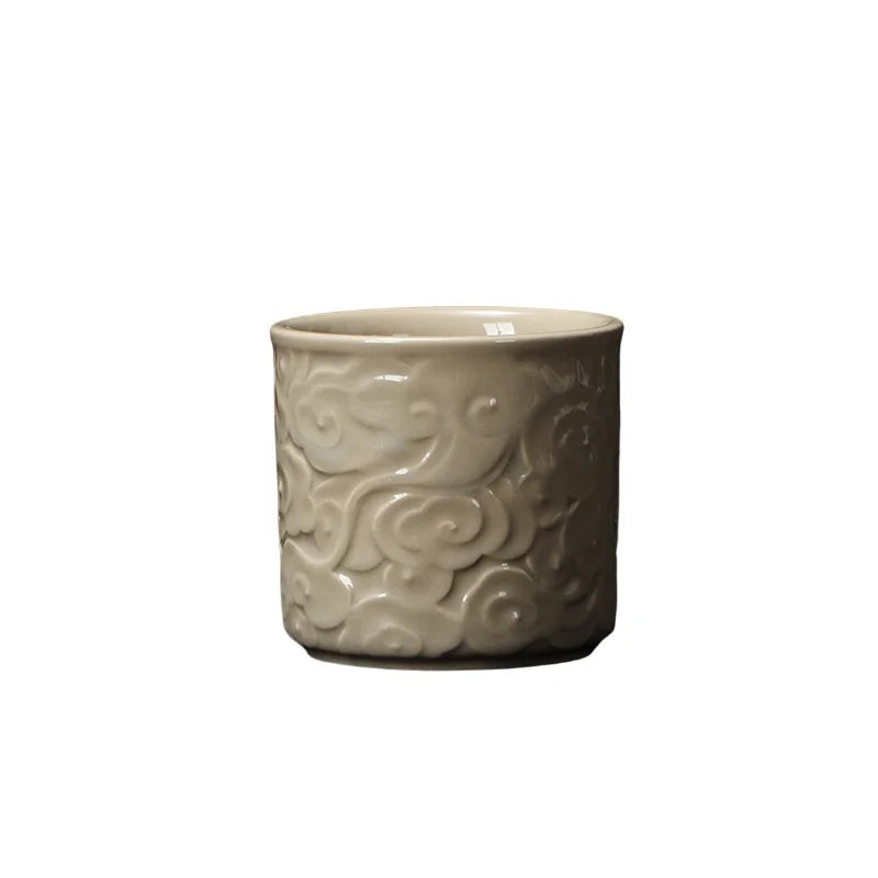 Celadon relief master cup Kung fu tea cup drinking tea cup household simple single cup