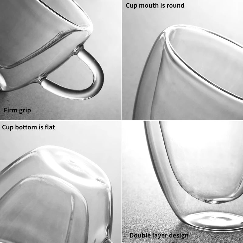 1 PCS Heart Love Shaped Glass Mug Couple Cups Double Wall Glass cup Heat-Resisting Tea Beer Mugs Milk coffee Cup Gift Drinkware