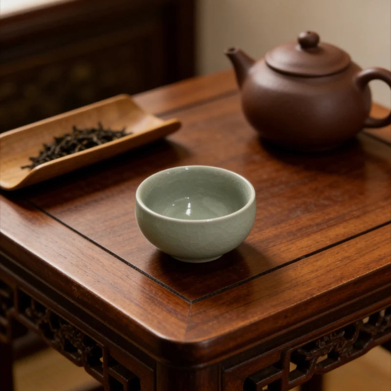 Japanese Style Crackle Glaze Ceramic Gongfu Tea Cup Personal Master Cup for Home Office Solo Drinking Handmade Gift