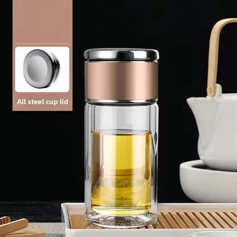 Tea Water Bottle High Borosilicate Glass Double Layer Tea Water Cup Infuser Tumbler Drinkware Water Bottle With Tea Filter