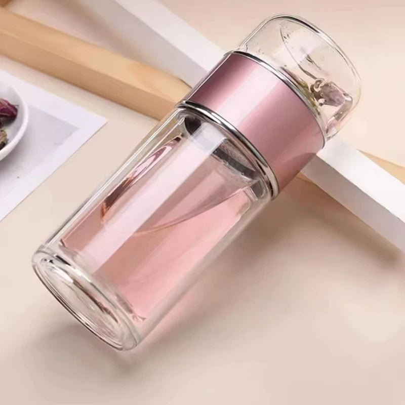 High Borosilicate Glass Tea Water Bottle Double Layer Infuser Tumbler with Tea Filter Drinkware Water Cup for Brewing Bottle
