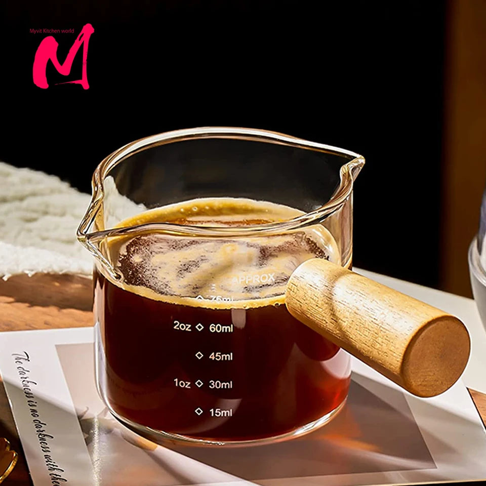 75ml Heat-resisting Glass Espresso Measuring Cup Double/Single Mouth Glass Milk Jug With Handle Glass Scale Measure Mugs