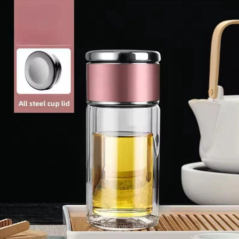 Tea Water Bottle High Borosilicate Glass Double Layer Tea Water Cup Infuser Tumbler Drinkware Water Bottle With Tea Filter