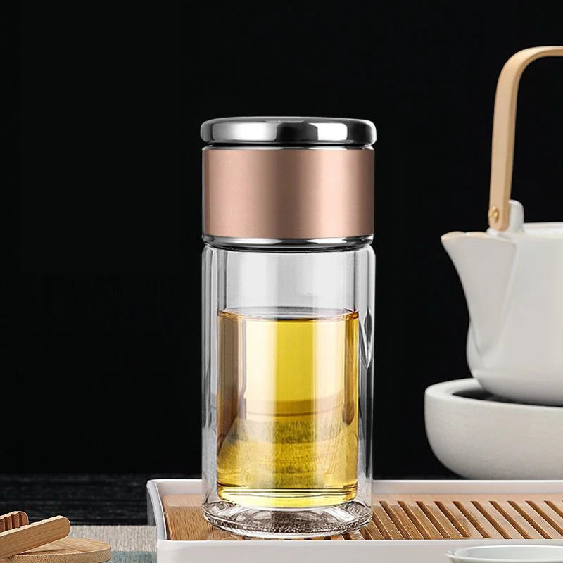 Tea Water Bottle High Borosilicate Glass Double Layer Tea Water Cup Infuser Tumbler Drinkware Water Bottle With Tea Filter