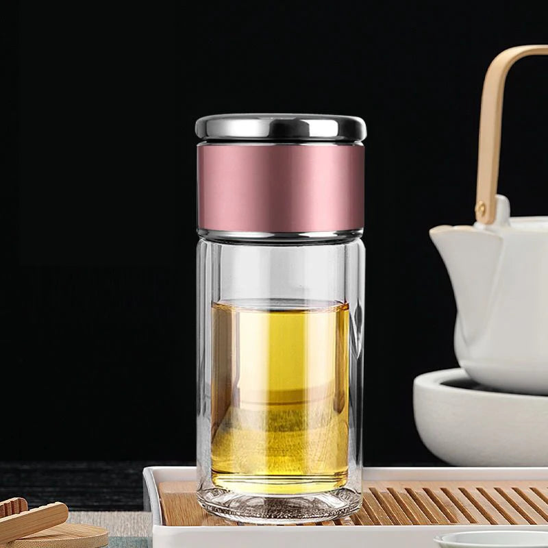 Tea Water Bottle High Borosilicate Glass Double Layer Tea Water Cup Infuser Tumbler Drinkware Water Bottle With Tea Filter
