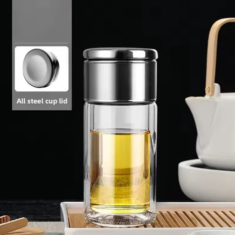 Tea Water Bottle High Borosilicate Glass Double Layer Tea Water Cup Infuser Tumbler Drinkware Water Bottle With Tea Filter