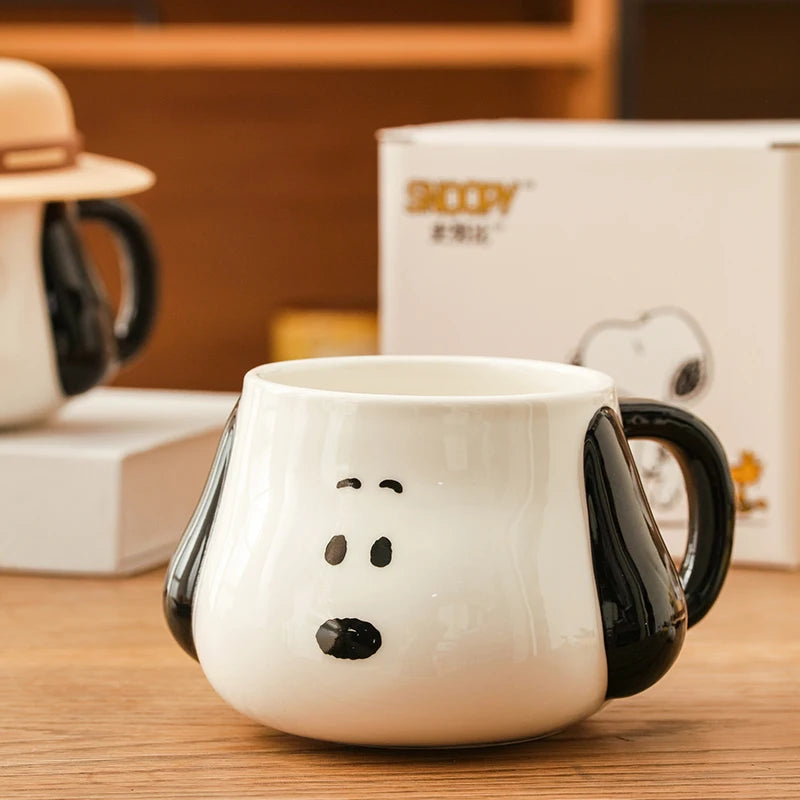 Cute Snoopy Genuine Ceramic Mug 500ml Kawaii Creative Straw Hat Coffee Cup Large-Capacity Breakfast Milk Water Cup Birthday Gift