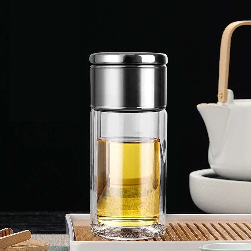 Tea Water Bottle High Borosilicate Glass Double Layer Tea Water Cup Infuser Tumbler Drinkware Water Bottle With Tea Filter